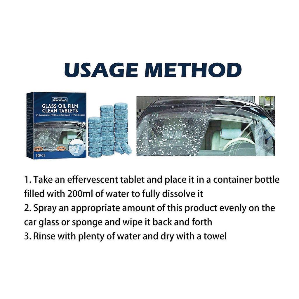 Glass Oil Film Clean Tablets, Car Windshield Deoiling Rain Defog Efferving Tablets