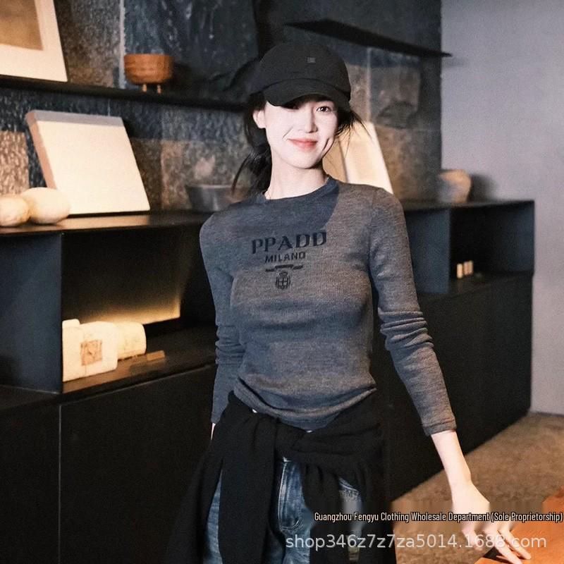 

Премиальный тонкий шерстяной свитер бренда P - Базовый слой Осень/Зима Small темно-серого