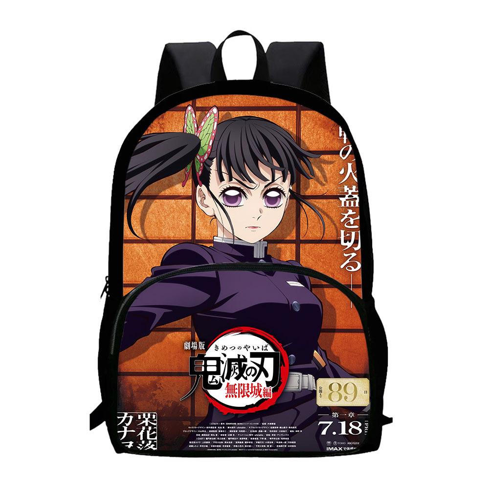 Japonské kreslené komiksy Demon Slayer: Kimetsu no Yaiba - Oblouk Nekonečného hradu Dětský batoh Velkokapacitní batoh s kapsou na zip 0015