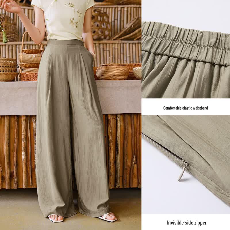 Women's New Chinese Style Ink Wash Print Wide-Leg Pants