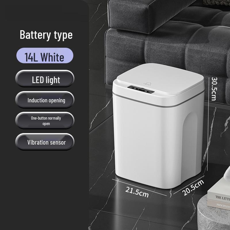 2026 Smart Induction Trash Can with Built-in Press Ring, Long Battery Life, 16L Capacity for Living Room