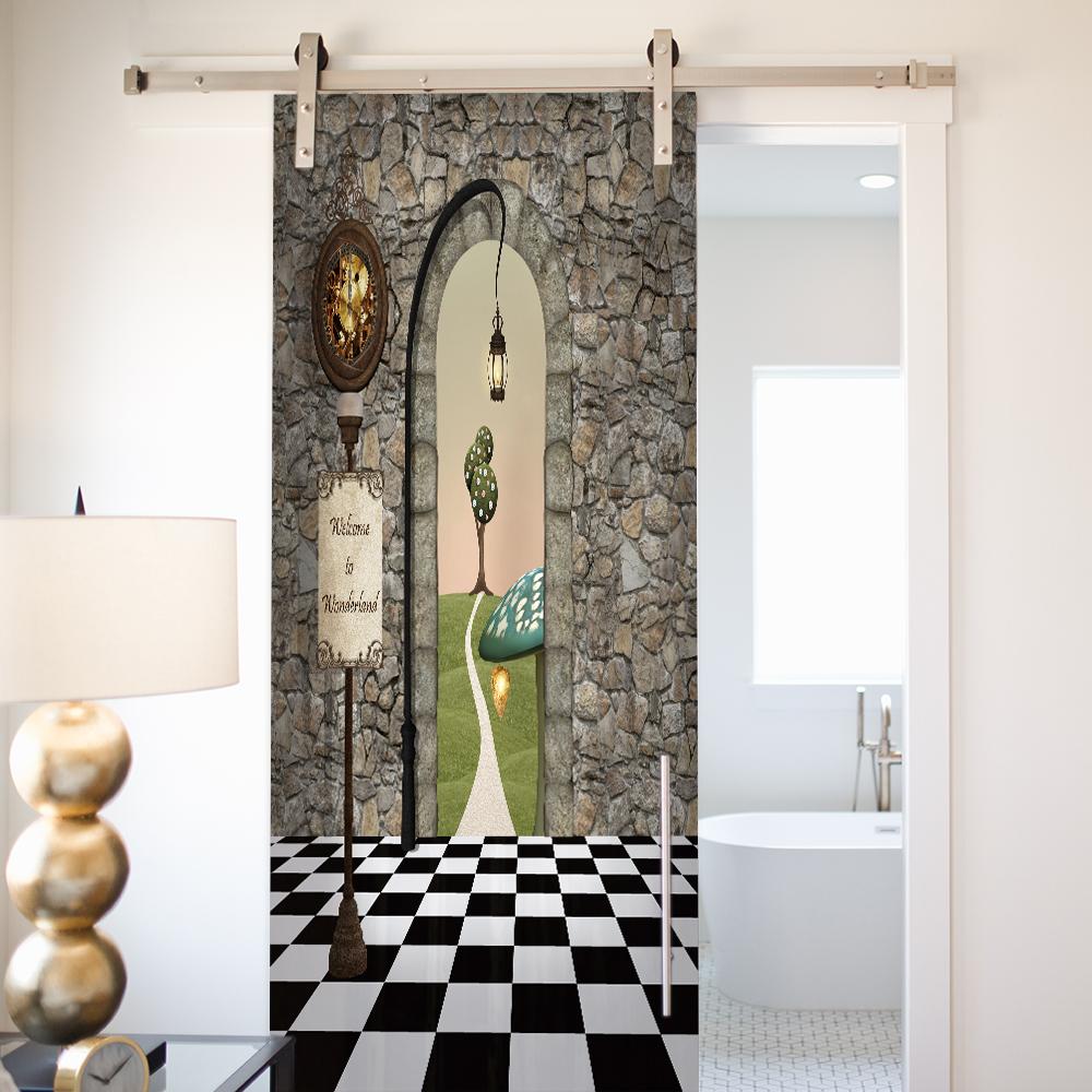 3D Forest Scenery Door Sticker - Removable Vinyl Mural, Nature Pathway Adhesive Door Wallpaper for Home Decor