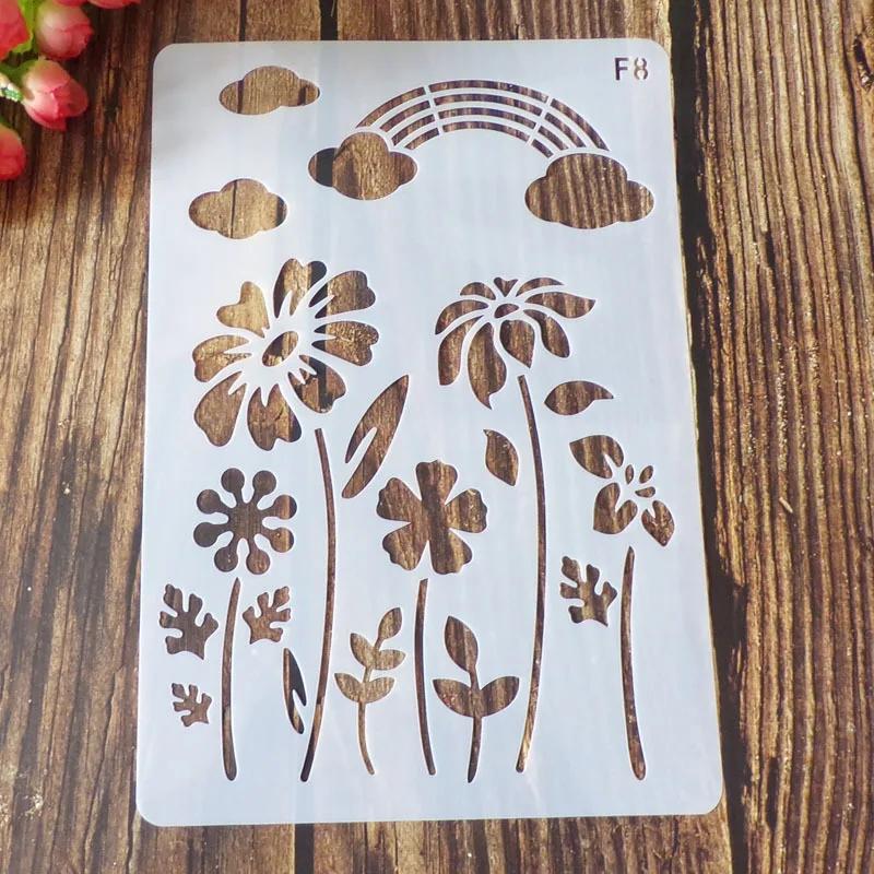 Plantillas de capas de hojas para bricolaje, pintura de pared, álbum de recortes, coloración, relieve, álbum, plantilla de tarjeta decorativa