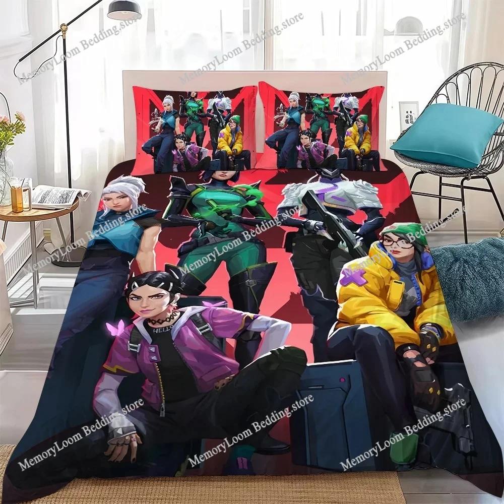 Game Duvet Cover Set Home Style Bedding Soft Laundry Cotton Bed V-Valorant-Cool Four Seasons Student Dormitory Home Textile
