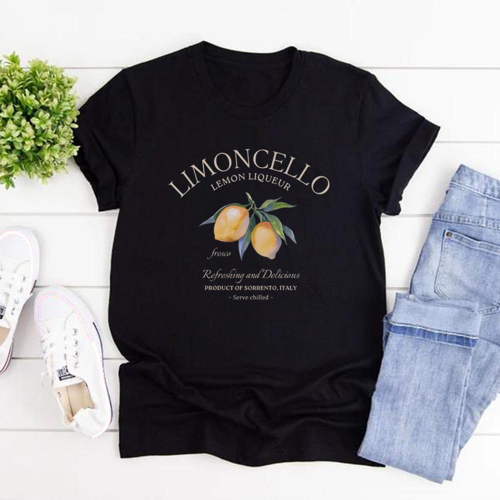 Limoncello T Shirt Italy Lemons T-shirt Short Sleeve Casual Unisex Tee Vintage Graphic T Shirts Amalfi Coast Italian Summer Tops