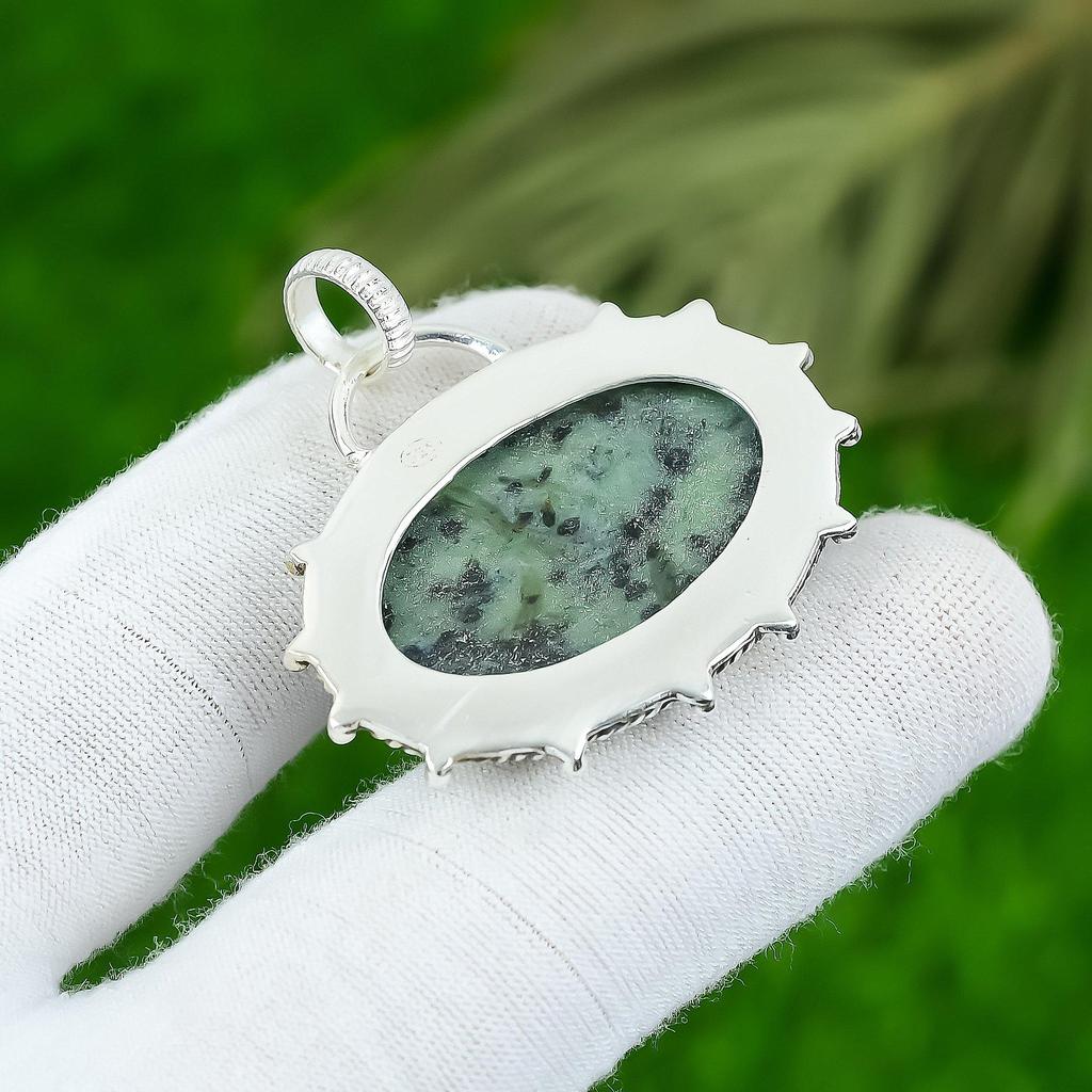 Birthday Gift For Her Natural Ruby Zosite Gemstone Pendant 925 Sterling Silver