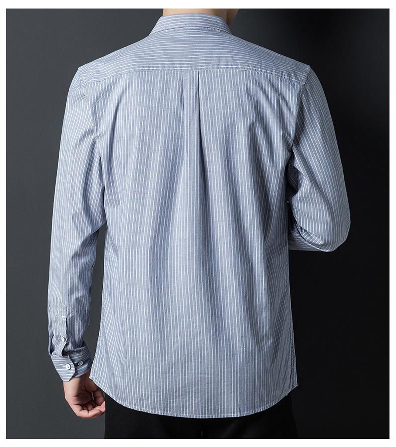Hengyuanxiang Men's Non-Iron Striped Cotton Long-Sleeve Shirt - Spring & Autumn Casual Loose Fit