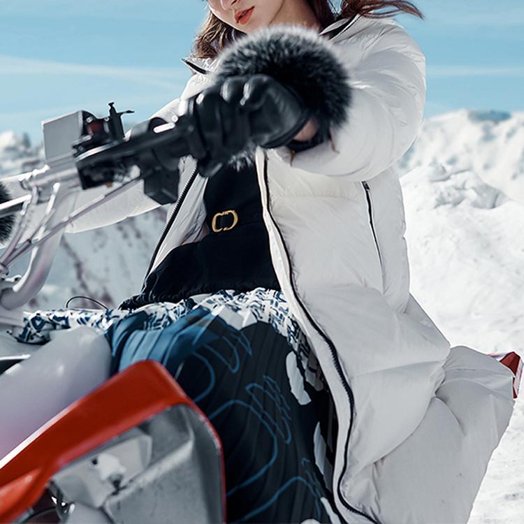 FILA Sports Casual Mid-Length Thick Hooded Down Jacket Winter Women Outerwear Cloud-Mushroom-White F11W147905F-WT