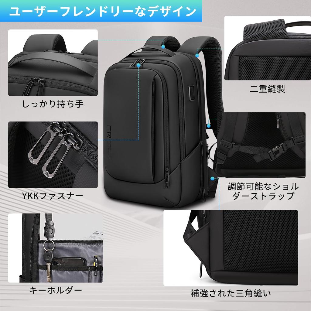 Business Backpack for 2025 Expandable Large Inch PC USB Charging Laptop For Business Black [FENRUIEN] Men, Latest, Multifunctional, Gusset,