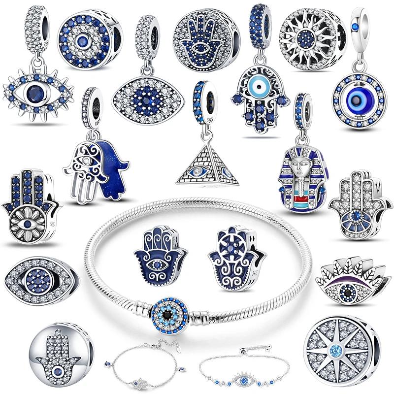 925 Silver Color Evil Eye Charm Demon Eye Bead For Original Bracelet&Bangle DIY Making Fashion Jewelry Gift