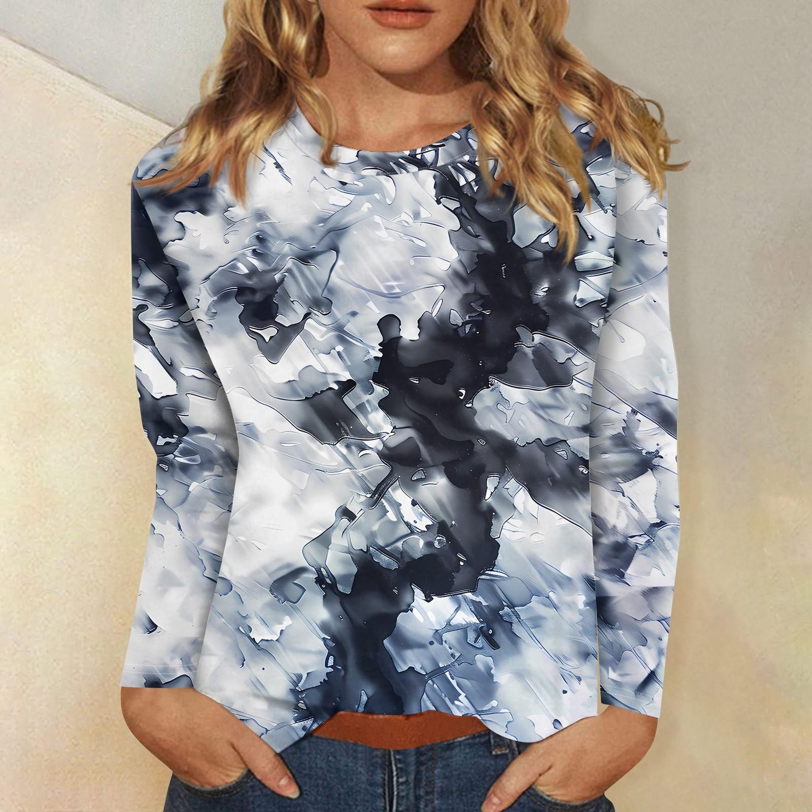 Женский модный повседневный пуловер с круглым вырезом и длинным рукавом с цветочным — фото 8