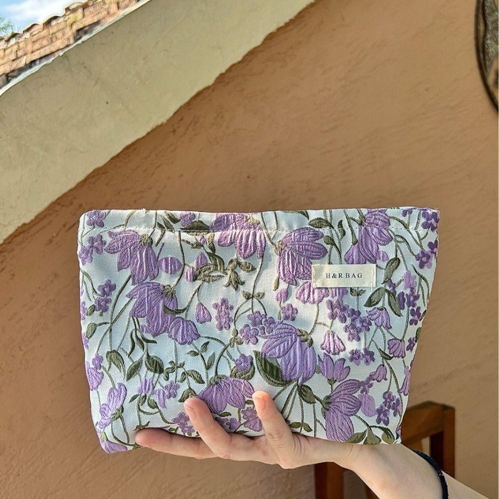 

Large-Capacity Cotton Makeup Bag Flower Printed Makeup Storage Bag Travel Organizer Makeup Bag