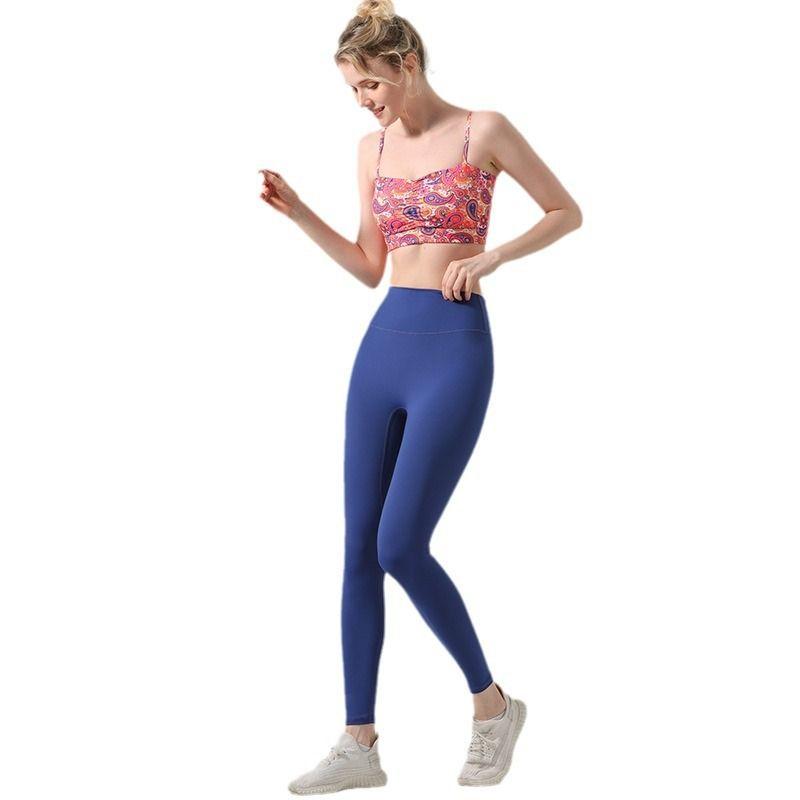 Retro Print Strap Sports Bra Women's Chest Pad Workout Underwear Yoga Clothes Vest Suit Push up Tube Top