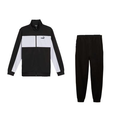 Poly Colorblock Suit Zip-Up Jacket And Long Pants Casual Sports Set Men Suit Black 687740-01