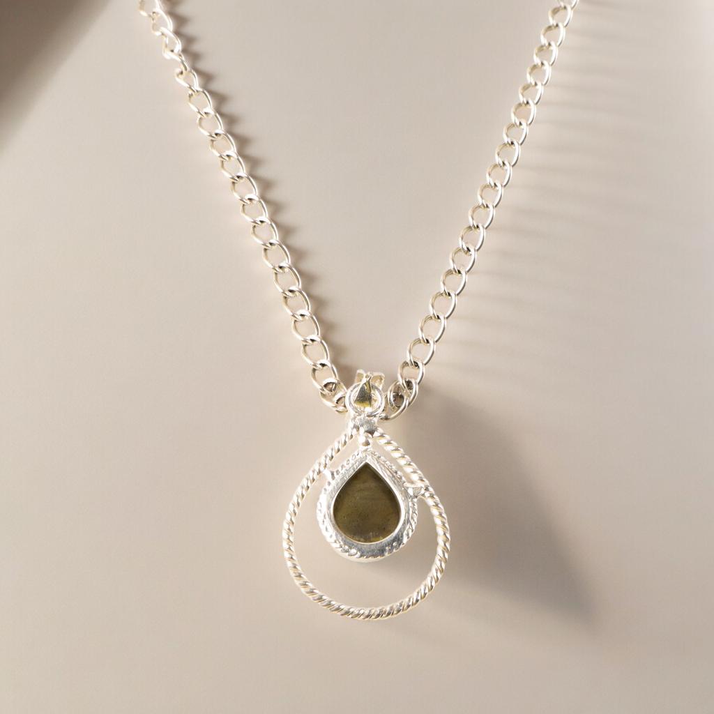 Natural Labradorite Gemstone 925 Sterling Silver Jewelry Handmade Chain Pendant PP-49-20