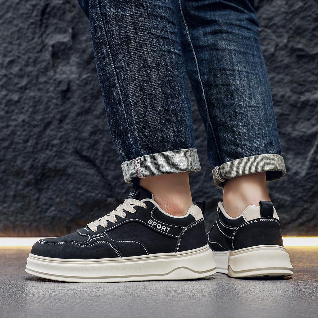 Men Thick Sole Casual Sneakers Korean Style Walking Board Shoes Comfortable Street Travel Daily Footwear Sizes 39-44