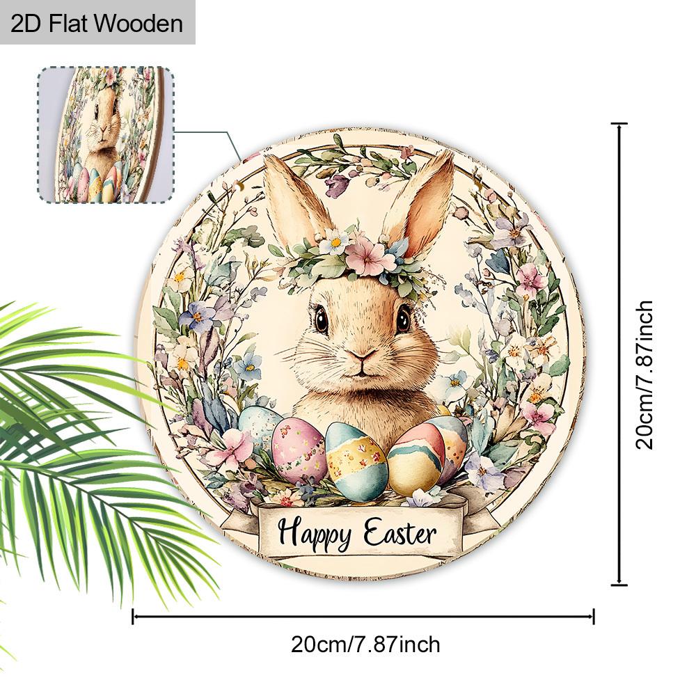 Classic Easter Decorations Wooden Ornament -"Happy Easter", Rabbit, Egg, Wreath - Easter Presents -for Door, Wall, Home, Room, Farmhouse, Street, Shop