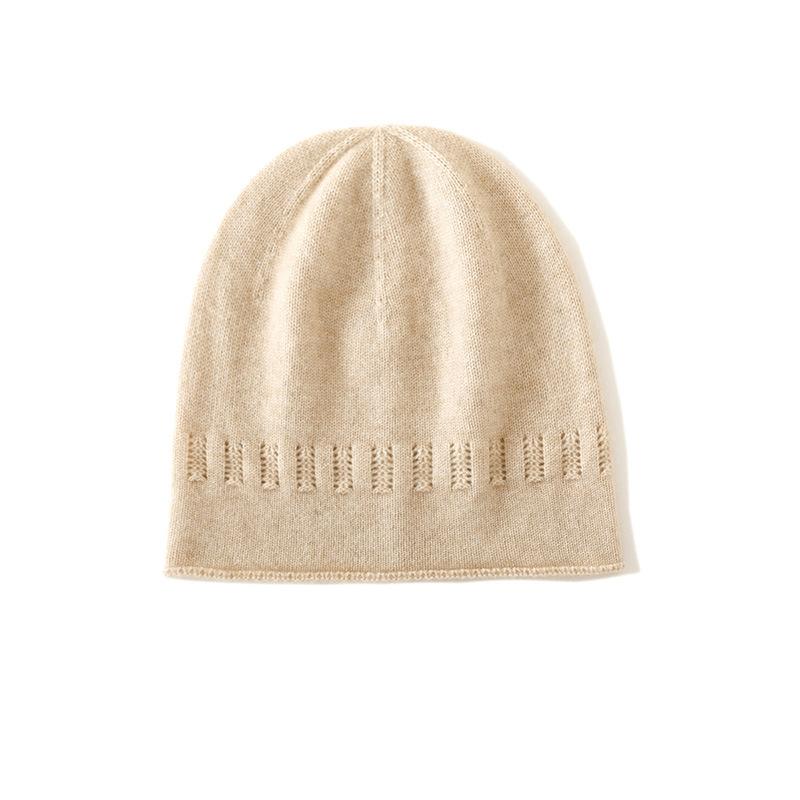 Cashmere Autumn and Winter New Unisex Solid Color Thick Warm Fashion Curled Hollow Knitted Casual Hat