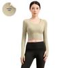 Cross-Back Yoga Long Sleeve Top with Chest Pad