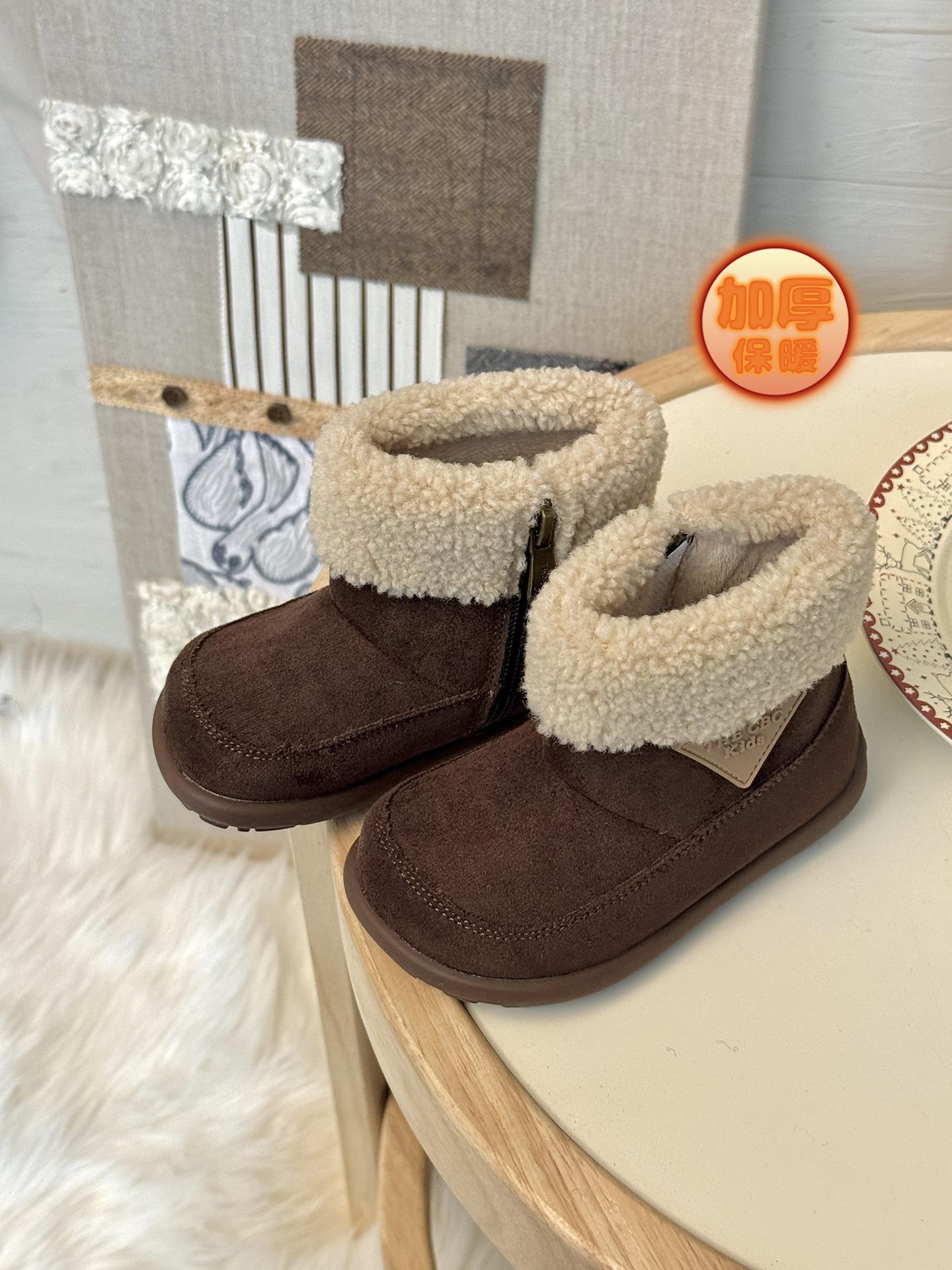 

XSHX ретро кожаные ботинки | Нейтральные зимние ботинки для мальчиков и девочек в русском стиле, с внутренней молнией, теплые, резиновая нескользящая подошва 25