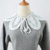 Korean Style Women Lace False Collar Detachable Collar Neckline Hollow Out Scarf Fale Collar Half Shirt Blouse Top Mini Cape