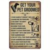 Vintage Pet Grooming Tin Sign Metal Wall Art Decor 8x12 Inch