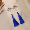 Silver Needle Chinese Ink Painting Fan Tassel Earrings for Hanfu Qipao, Handmade National Style Jewelry