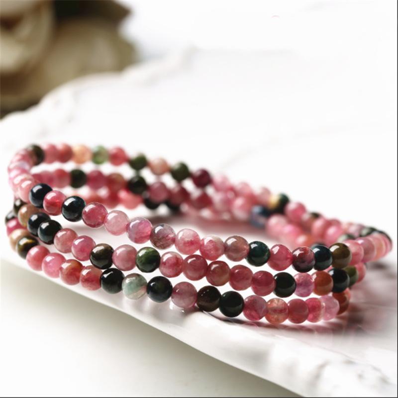 Crystal bracelet, three-layer tourmaline bracelet, multi-layered bracelet for women Fashionable Colorful Jewelry A Simple style5mm Three-r