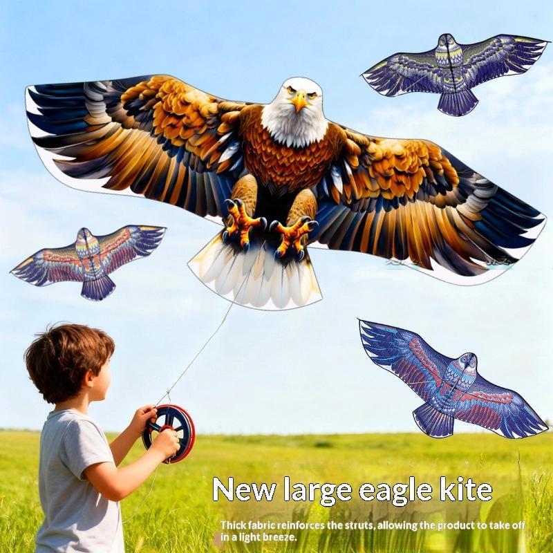 Grand Cerf-volant Aigle Réaliste Tissu Épais Durable Bâtons Renforcés Pour Activités Amusantes en Famille à l'Extérieur sur la Plage