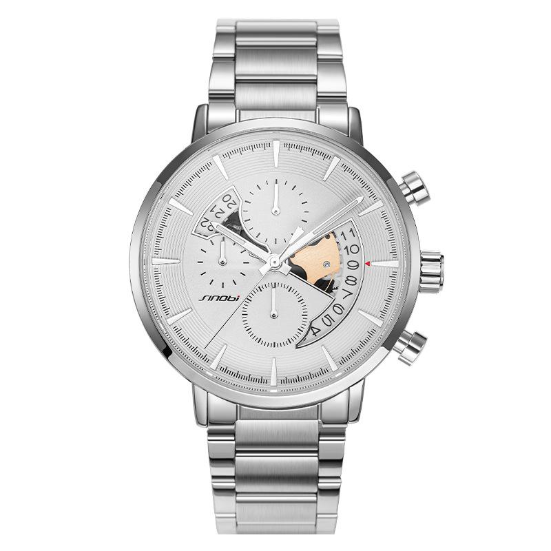 

Men S Watch Multifunctional Three-Eye Six-Pin Calendar Hollow Non-Mechanical Watch Men S Watch 9829