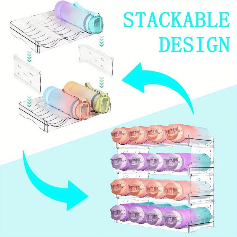 Modular Expandable Cup Storage Rack 2 To 3 Layers Transparent Organizer for Insulated Tumblers Wine Glasses Kitchen Countertop
