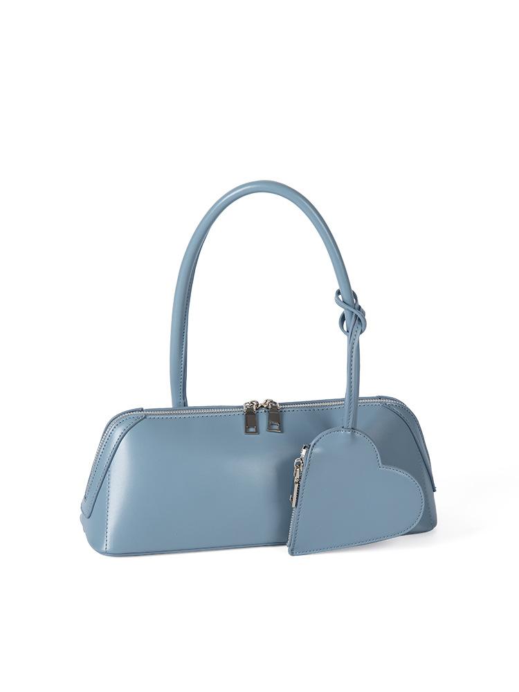 

Korean Version of Niche Design, Fashionable and Versatile Love Stick Bag, New Solid Color, Large Capacity Handheld Shoulder Bag for Women синій