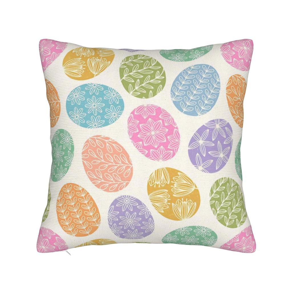 Eggs Easter Bunny Square Pillow Case Polyester Cushions for Sofa   Novelty Pillowcover Home Decor