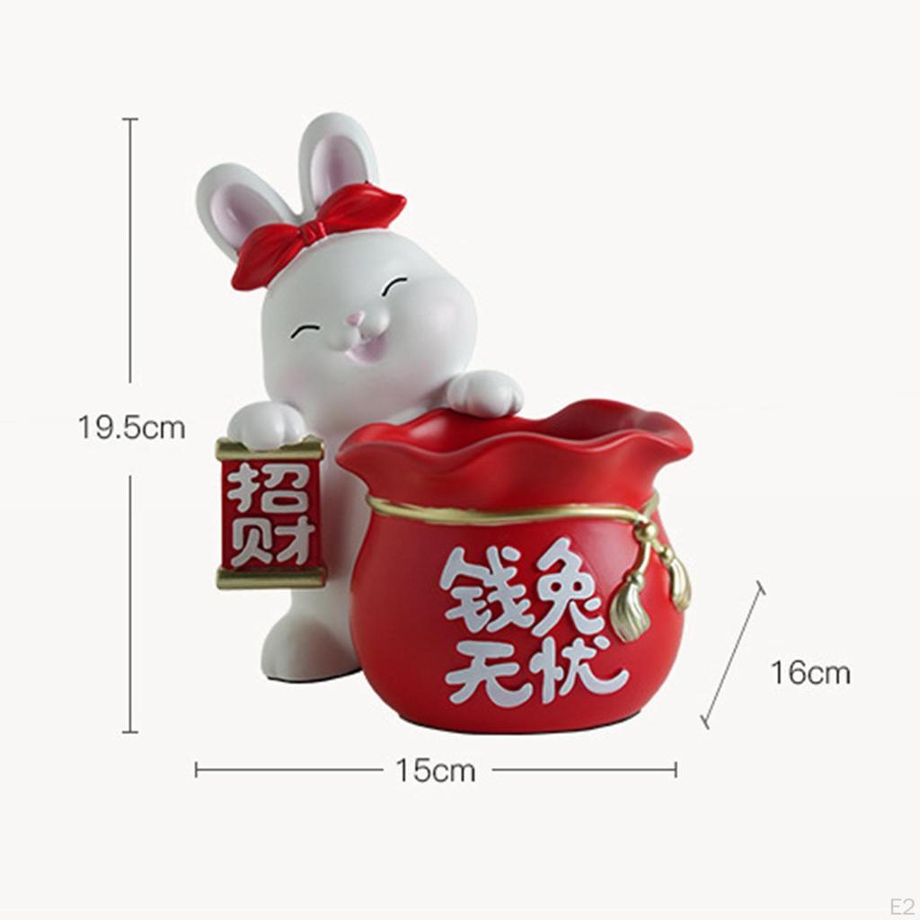 Storage Tray Statue Resin Bunny Figurine Sculpture Sundries Container Desk Organizer for Restaurant