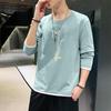 Men's Korean Style Long-Sleeve Slim Round Neck Sweater Shirt for Spring