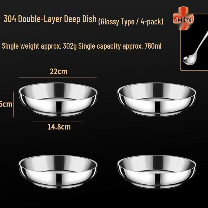 ZISIZ 304 Stainless Steel Deep Plates Set