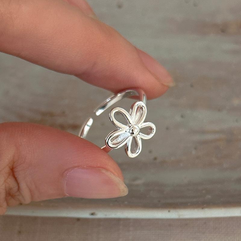 

925 Sterling Silver Simple Zircon Pearl Flower Finger Rings For Woman Men Fashion Wedding Engagement Party Gift Charm Jewelry серебряный