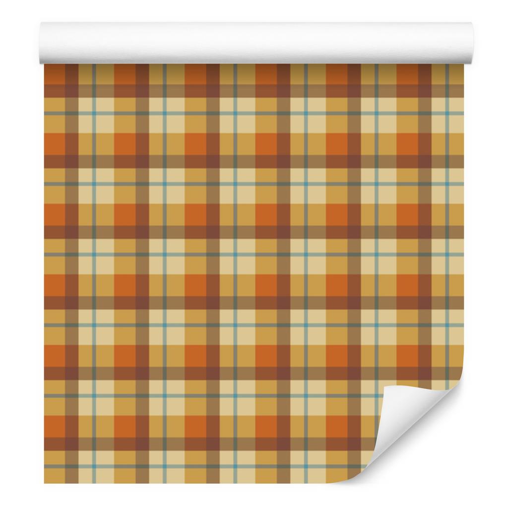 Autumn Gold and Orange Plaid Wallpaper for Living Room and Bedroom 50x1000