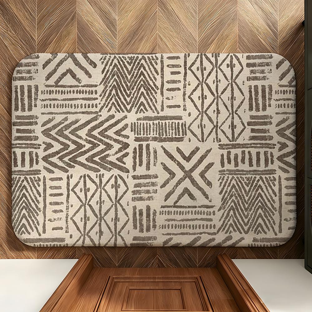 African style fabric print Floor Mat Soft Flannel Floor Mat  Suitable for Entryways, Living Rooms, Bedrooms, and Bathrooms