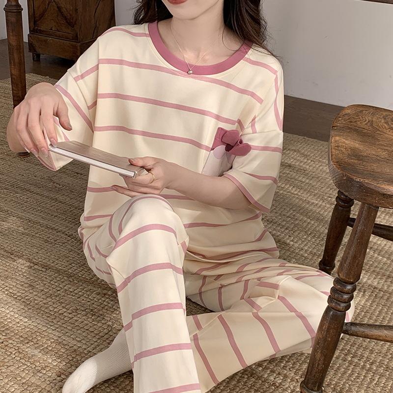 

Женская мода, пуловер с коротким рукавом и круглым вырезом, топ, клетчатые брюки, комплект, свободный удобный домашний наряд, одежда для сна, домашняя одежда, пижамы, 2 шт. XL