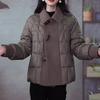 Brown Quilted Coat Women Wool Spliced Loose Warm Winter Puffer