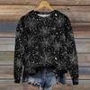 Women's Halloween Print Long Sleeve Neck Sweatshirt Top for Casual Wear