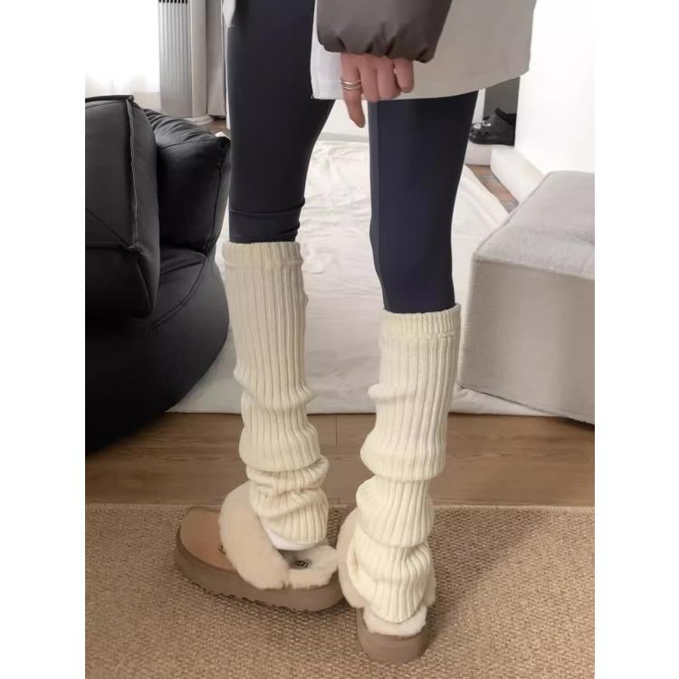 70Cm Thick Thread Vertical Knitting Knee Socks Cover, Warm And Thickened Stacking Stockings, Small Sweet Potato Popular Leg Guards And Leg Covers