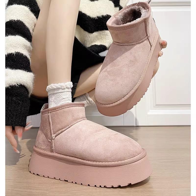 

Зимние те же самые снежные ботинки женские меховые цельные 2025 бархатные зимние хлопковые туфли теплые короткие новые утолщенные нескользящие 35