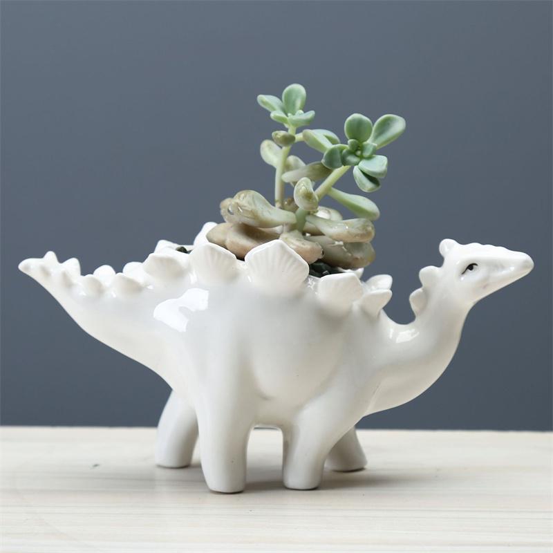 

Stegosaurus 3D Dinosaur Ceramic Flower Pot Succulent Planter Container Small Bonsai Pots Garden Desktop Decoration Ornaments белый