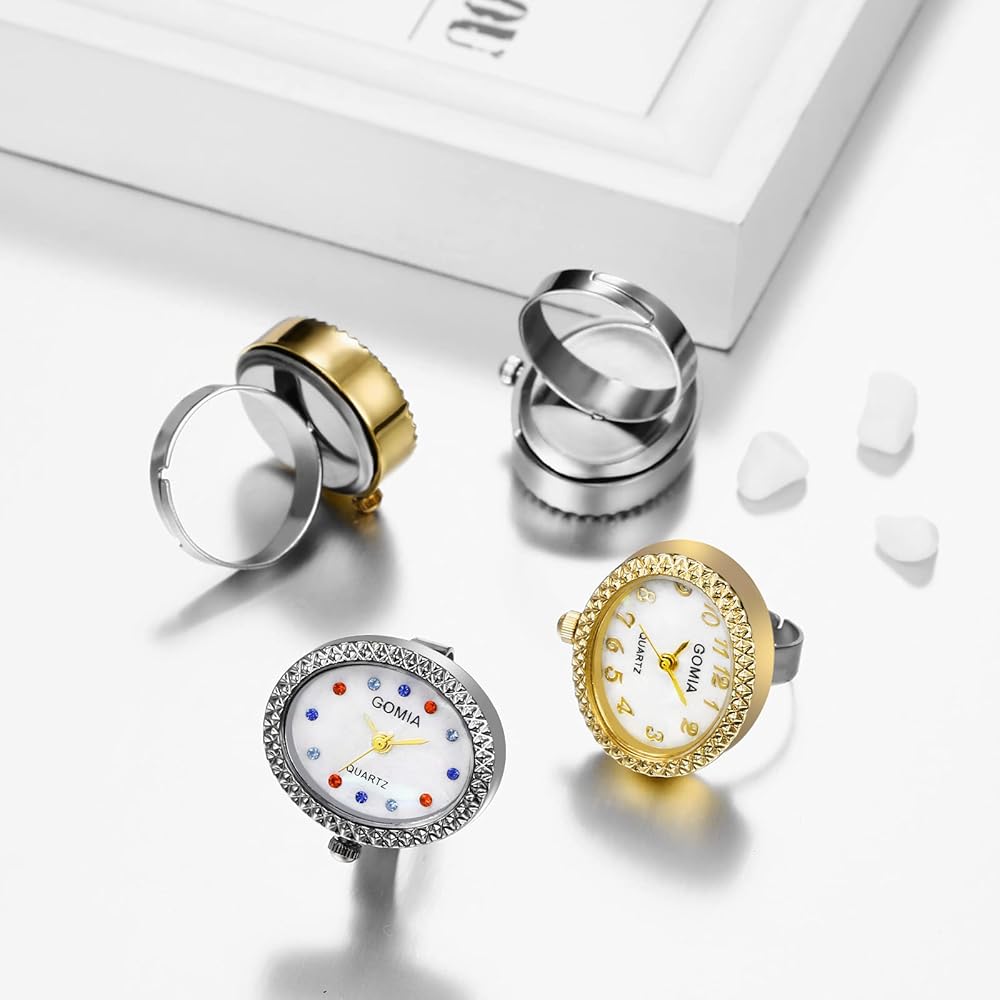 "Fashion Ring Watch for Women Silver Waterproof Analog Free Size Accessory"