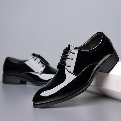 Spring and Autumn Men's Oversized Formal Shoes, Wedding Shoes, Business Glossy Leather Shoes