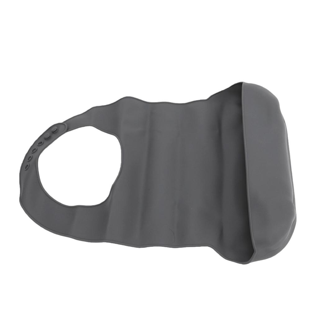 Adult Silicone Bib with Crumb Catcher Reusable Washable Adjustable Snap Closure Adult Bib Gray