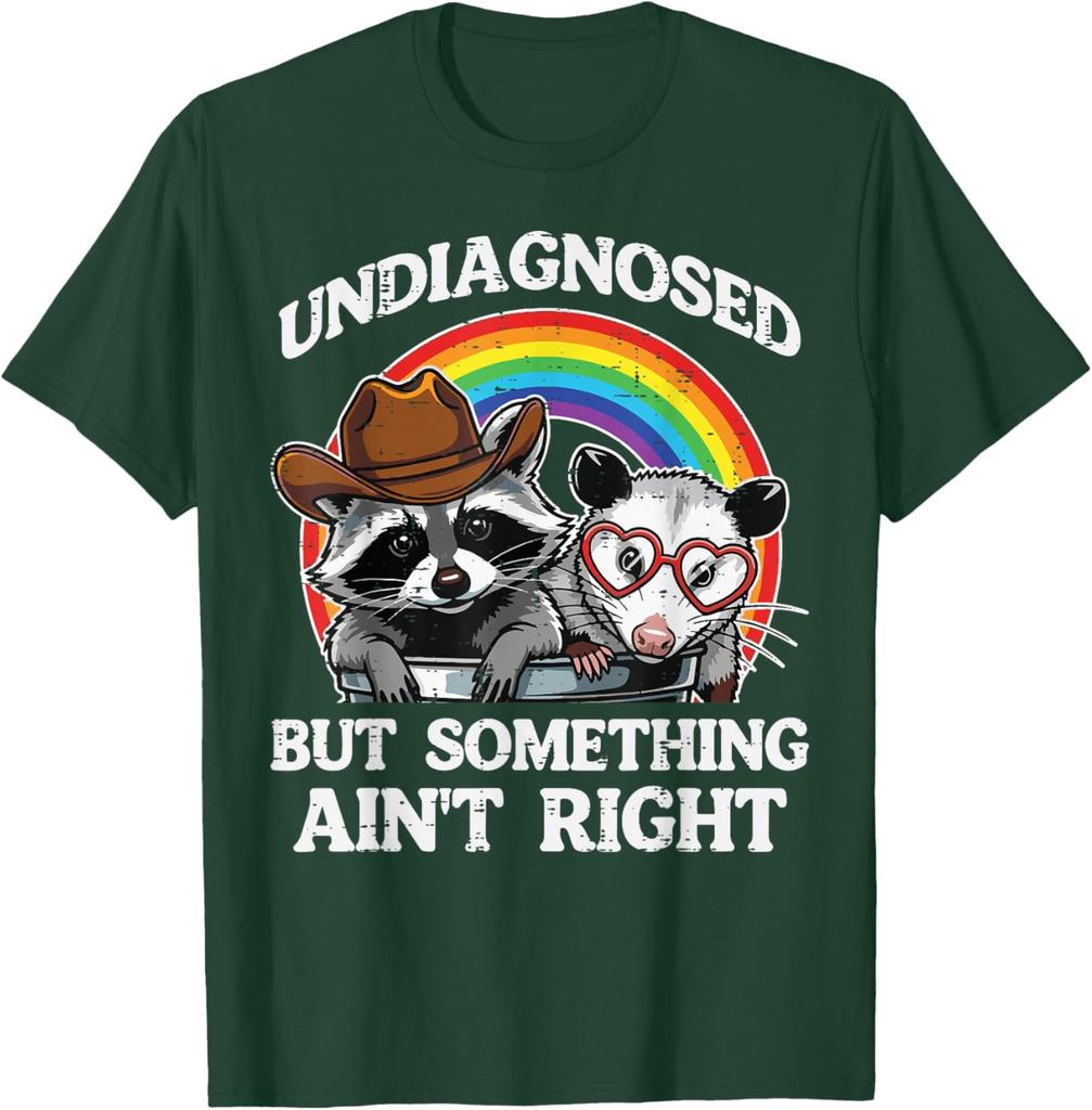 Undiagnostiziert, aber irgendetwas stimmt nicht Waschbär Opossum Grafik T-Shirt Lässiges Baumwoll-T-Shirt für Männer Frauen