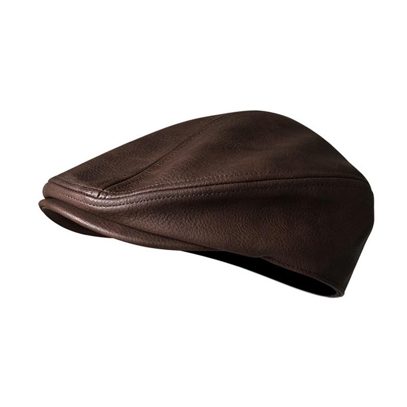 

Classic Newsboy Cap For Men Upscale PU Berets Casual HandsomeBaker Boy Hat Women Fashion Boinas Duckbill Cabbie Hats BLM259 M 56-58CM коричневый